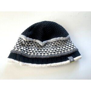Smartwool Black and White Merino Wool Blend Knit Beanie OS